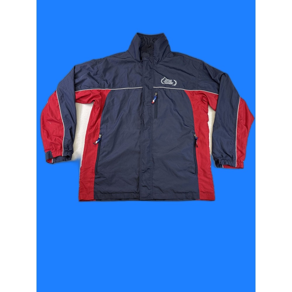 Team USA Taekwondo Colorblock Jacket L Red Blue Long Sleeve Zippered Pockets Men